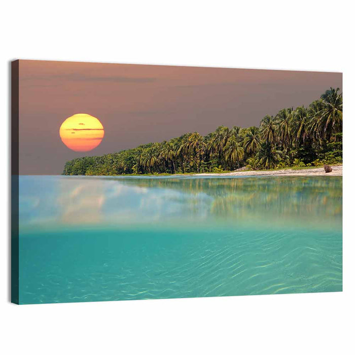 Split-level Caribbean Sunset Wall Art as a canvas print