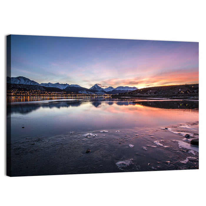 Ushuaia Twilight Reflection Wall Art as a canvas print