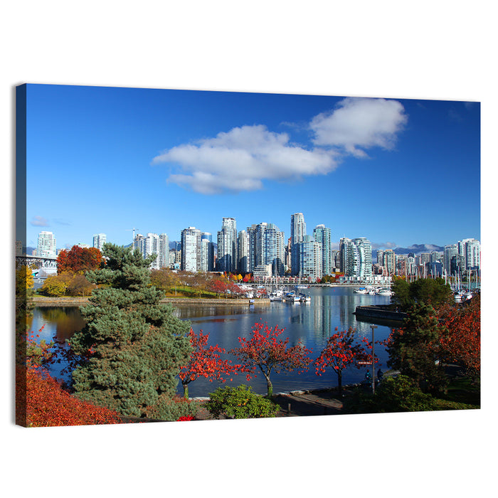 Vancouver Autumn Skyline Wall Art as a canvas print