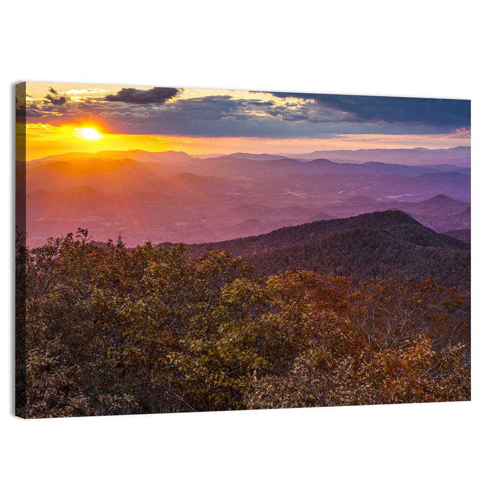 Blue Ridge Sunset Over Autumn Ridges Wall Art