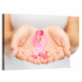 Cupped Hands Holding Pink Ribbon Wall Art