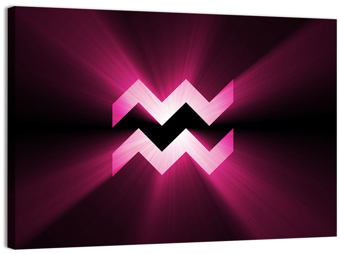Magenta Aquarius Symbol Wall Art as a canvas print