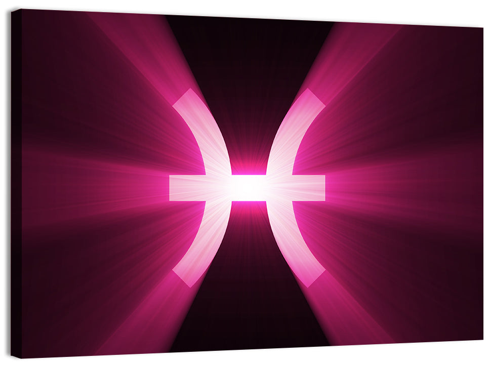 Magenta Pisces Symbol Wall Art, canvas print, landscape