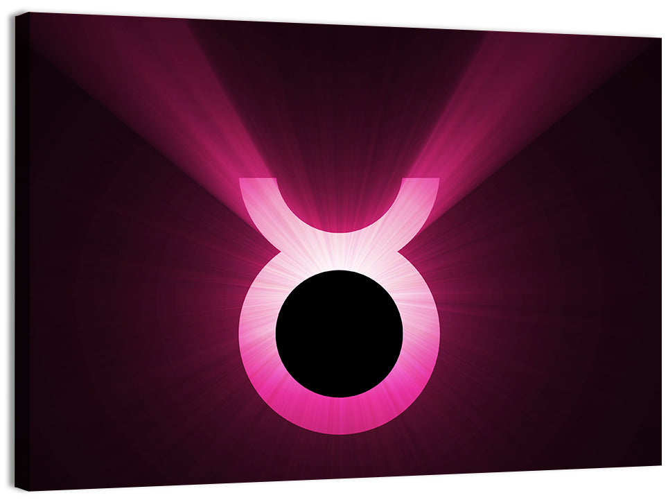 Glowing Pink Taurus Symbol Wall Art, canvas print, landscape