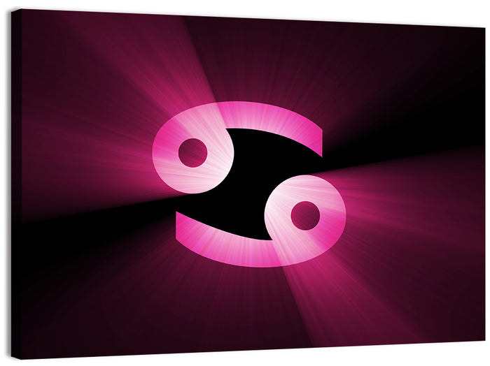 Glowing Pink Cancer Symbol Wall Art as a canvas print