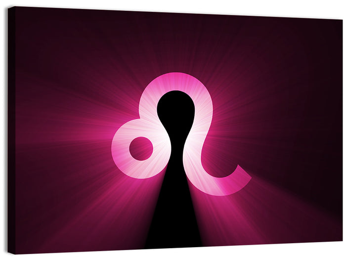 Glowing Magenta Leo Symbol Wall Art as a canvas print