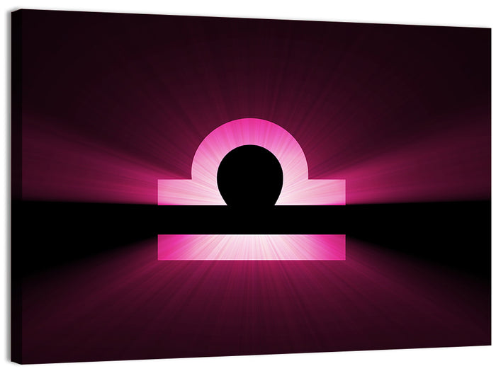 Libra Symbol Neon Glow Wall Art as a canvas print