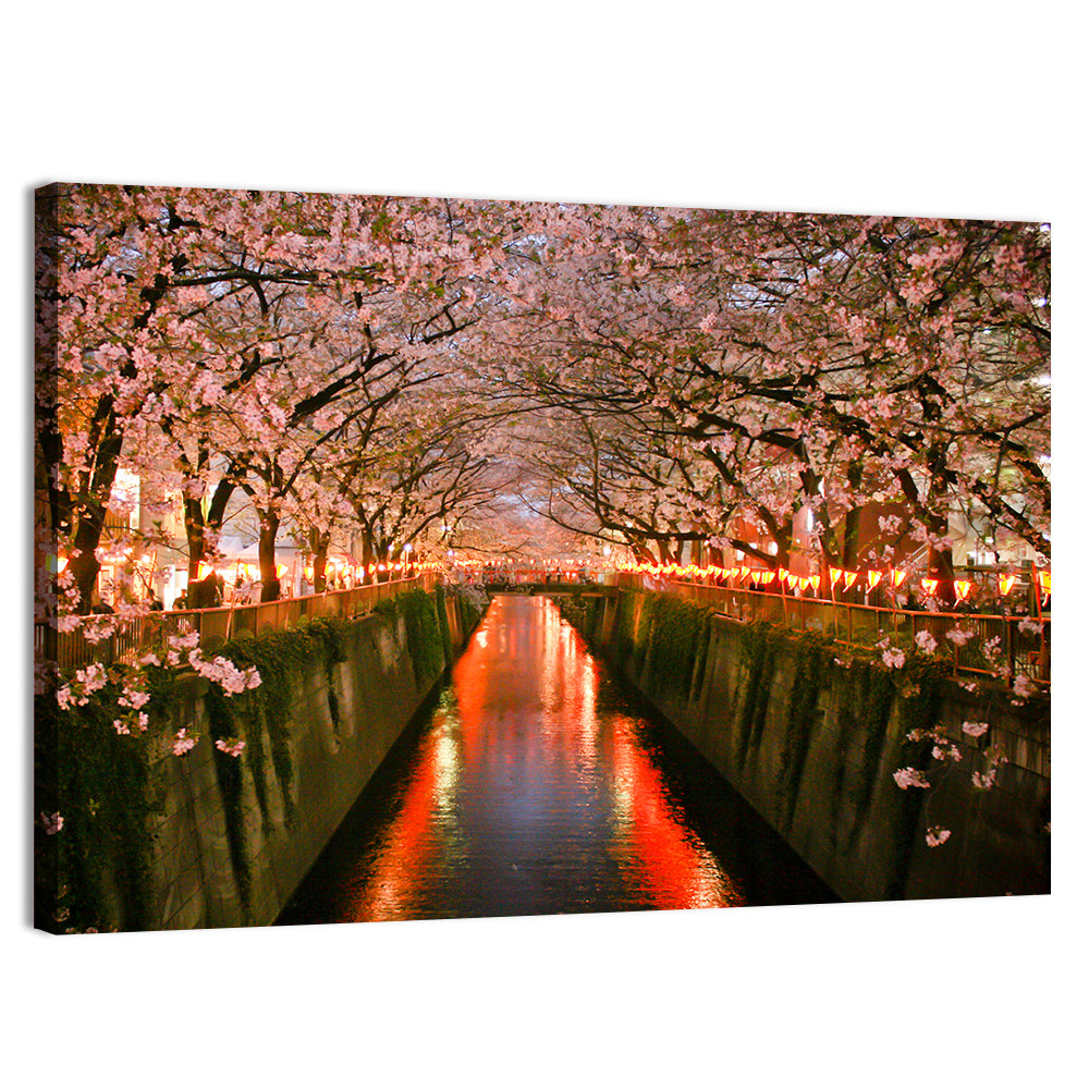 Meguro River Cherry Blossoms Wall Art