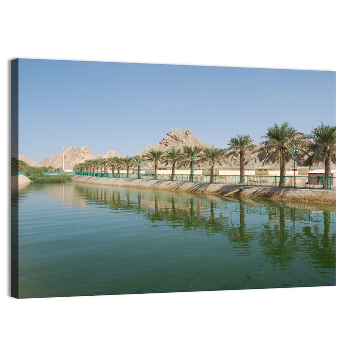 Palm Lake Reflections Wall Art as a canvas print