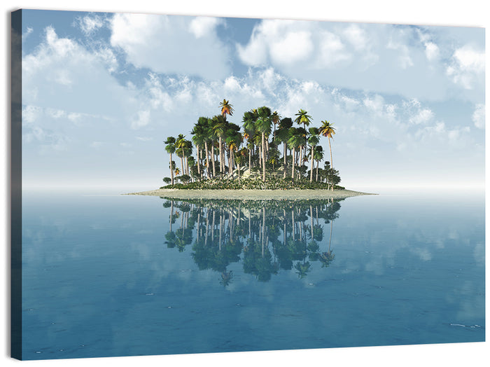 Tropical Island Mirror Reflection Wall Art as a canvas print