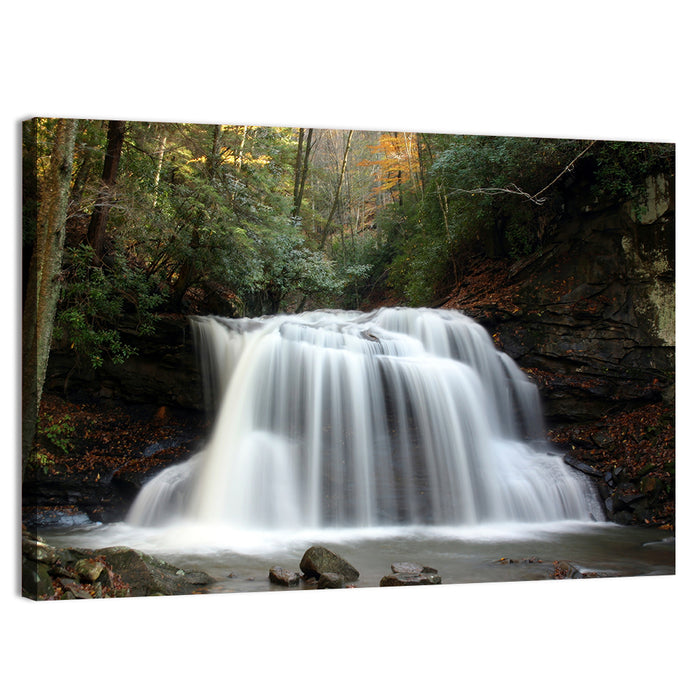 Holly River Autumn Waterfall Wall Art as a canvas print