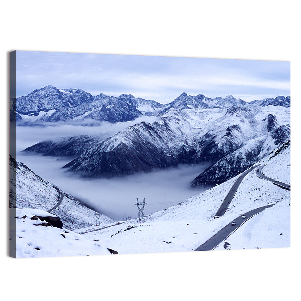 Sichuan Snowy Mountain Pass Wall Art, canvas print, landscape