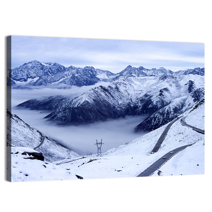 Sichuan Snowy Mountain Pass Wall Art as a canvas print
