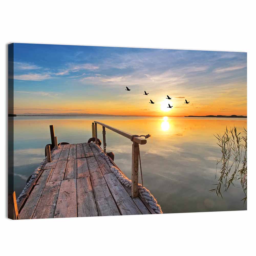 Wooden Pier at Sunset Wall Art
