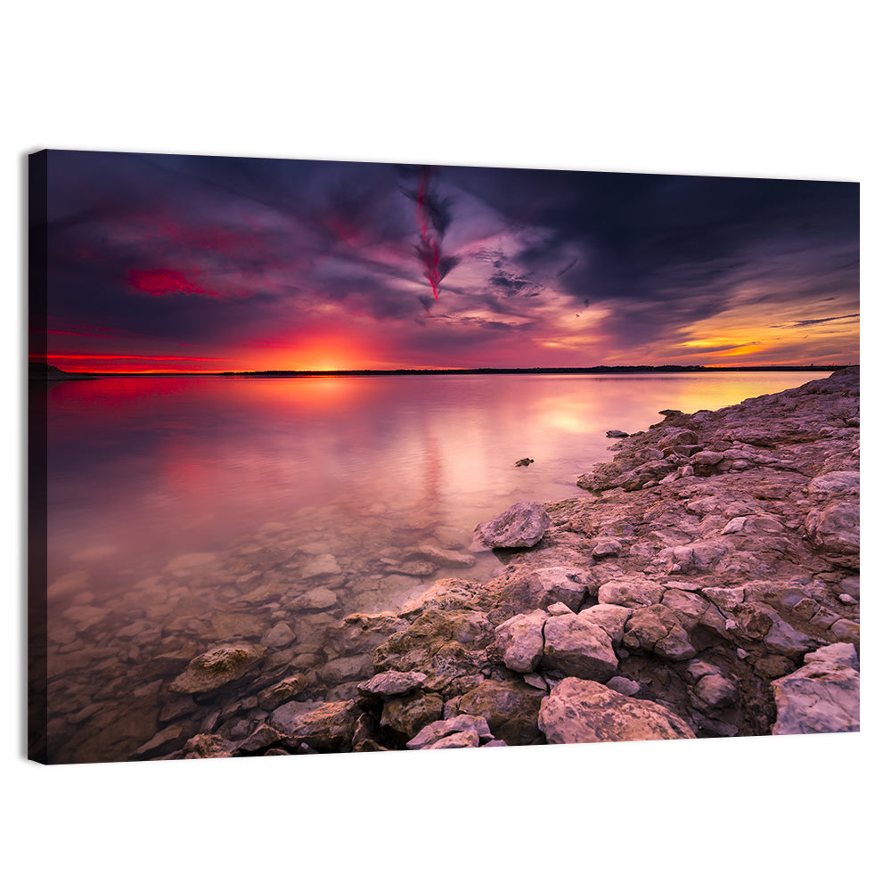 Benbrook Lake Sunset Reflection Wall Art