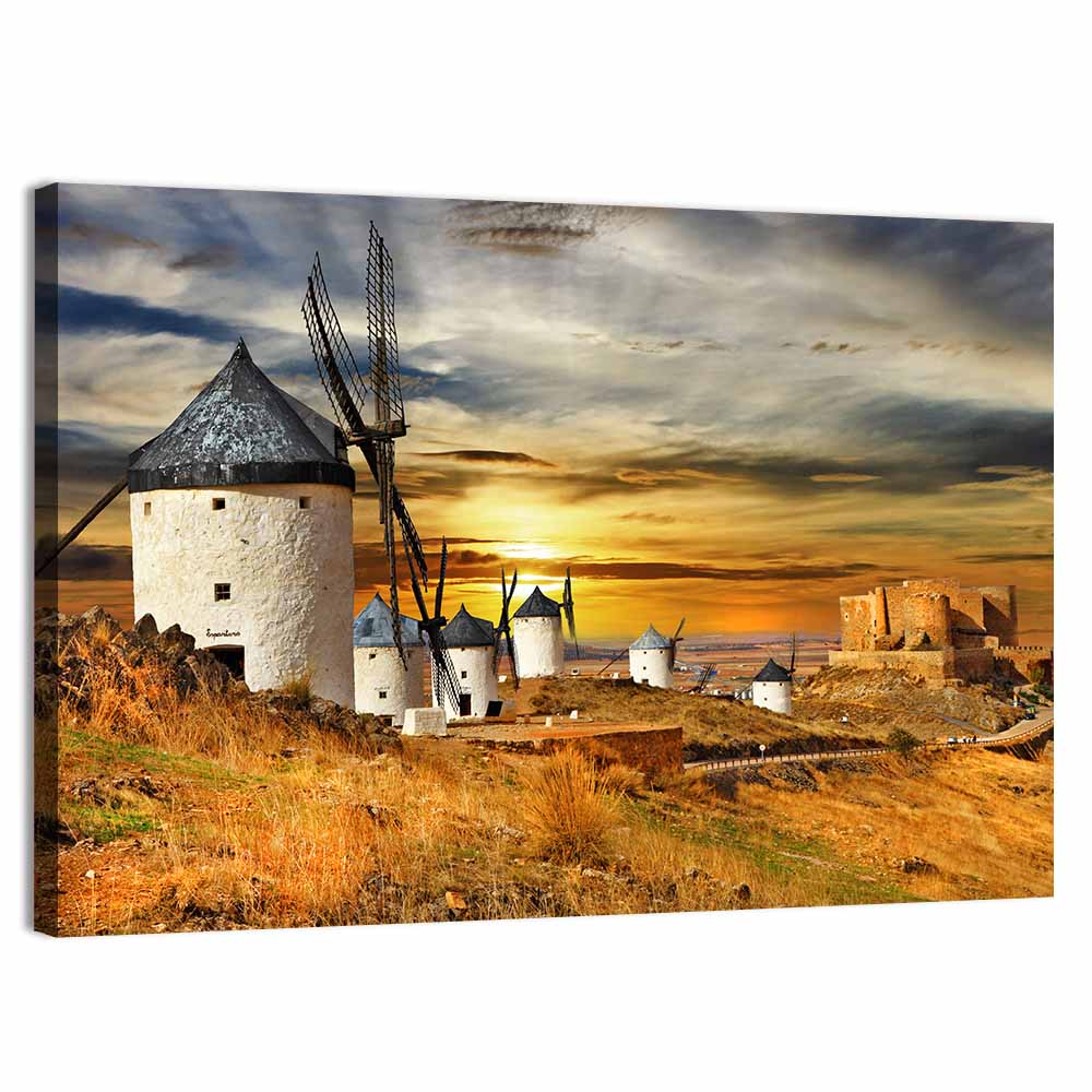 Windmills of Consuegra at Sunset Wall Art