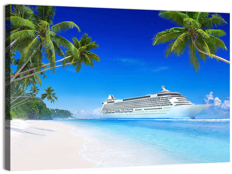 Tropical Beach Cruise Ship Shoreline Wall Art