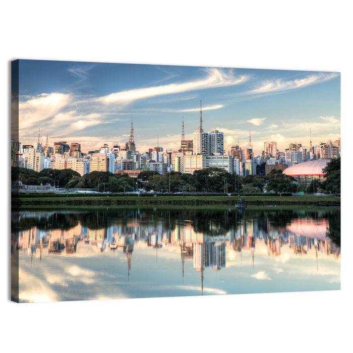 Ibirapuera Park Golden Hour Reflection Wall Art as a canvas print