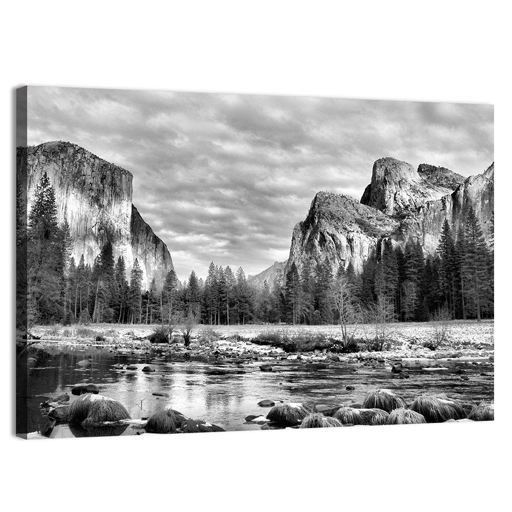 Yosemite Valley Winter View Wall Art, canvas print, landscape
