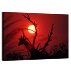 Giraffe Silhouette at Sunset Wall Art