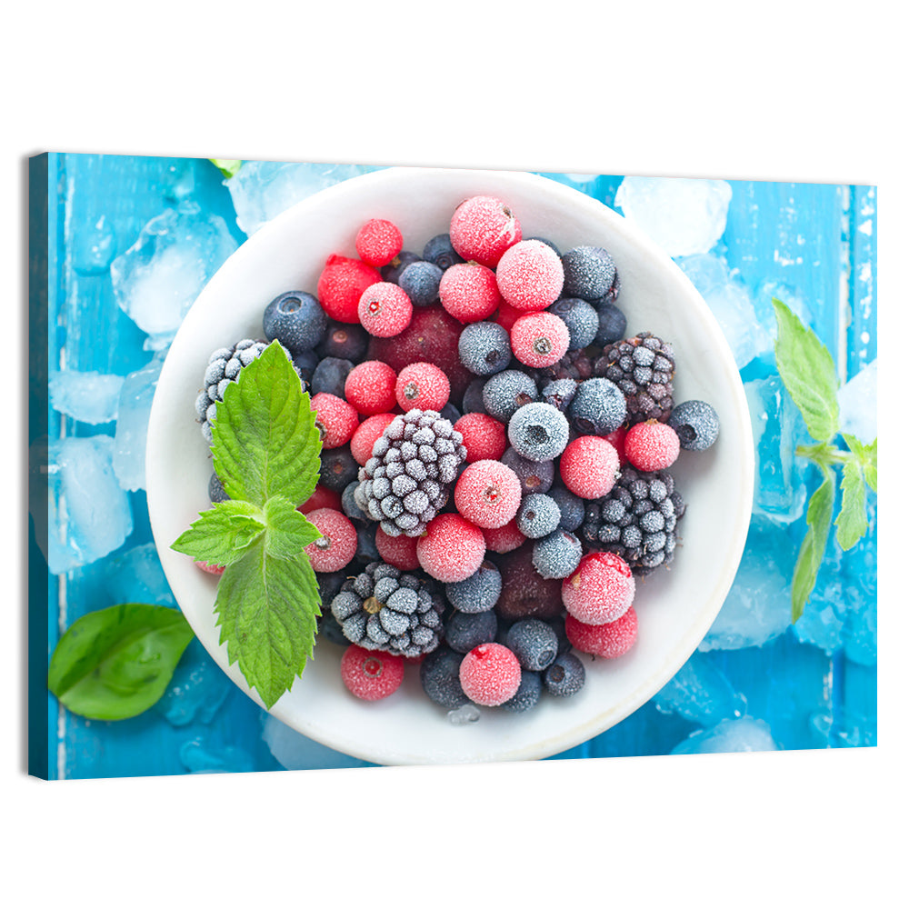 Frozen Berry Bowl Wall Art, canvas print, landscape