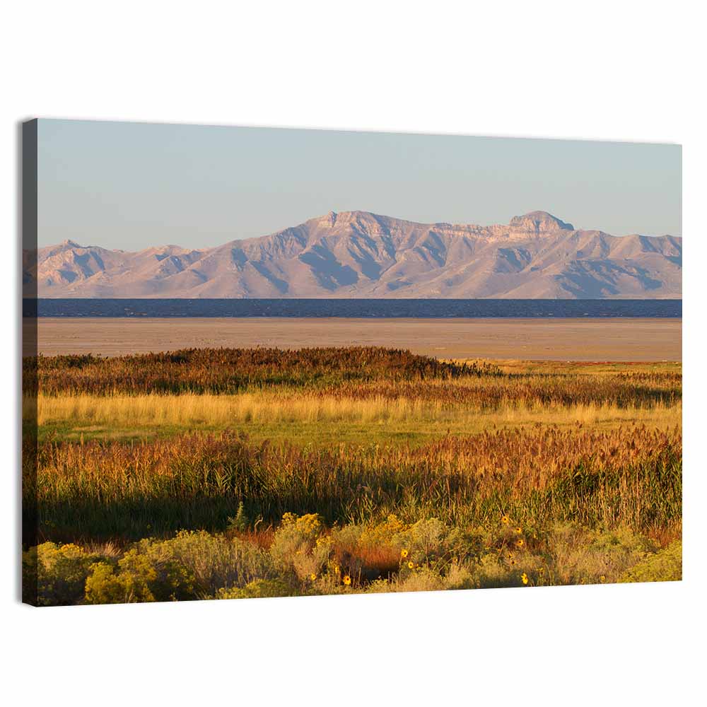Antelope Island and Wasatch Mountains Wall Art, canvas print, landscape