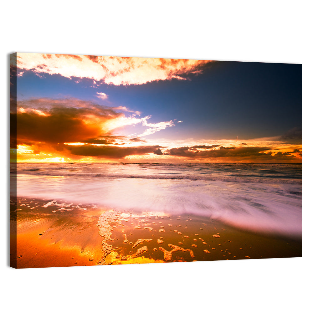 Golden Hour Beach Sunset Wall Art