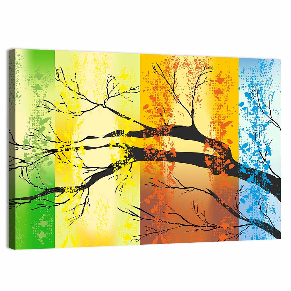 Four Seasons Tree Silhouette Wall Art