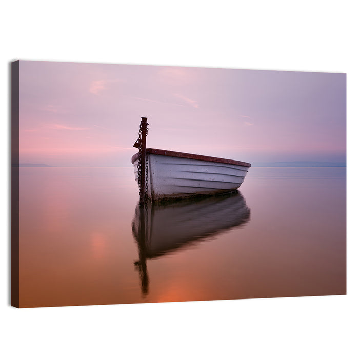 Pastel Boat Reflection Wall Art as a canvas print