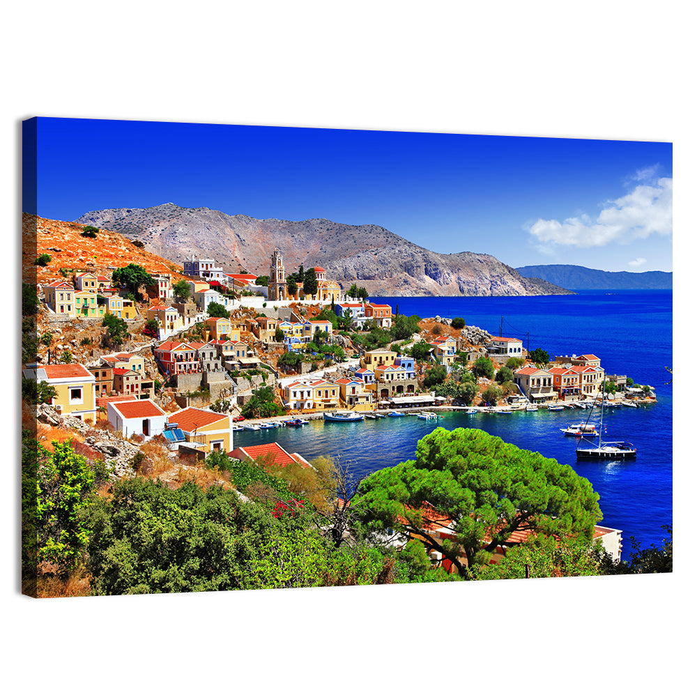 Symi Harbor, Greece Wall Art, canvas print, landscape