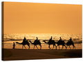 Camel Caravan Silhouette on Wet Sand Wall Art