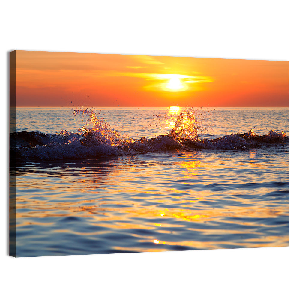 Lake Michigan Sunset Waves Wall Art, canvas print, landscape