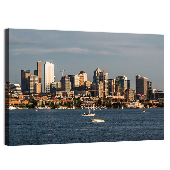 Seattle Skyline at Golden Hour Wall Art as a canvas print