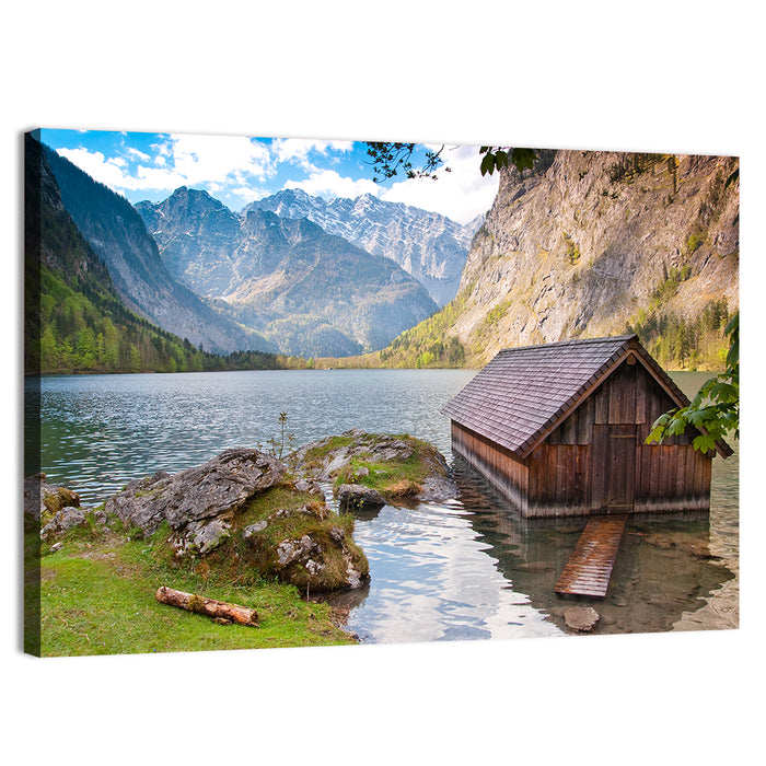 Obersee Boathouse at Königssee Wall Art as a canvas print
