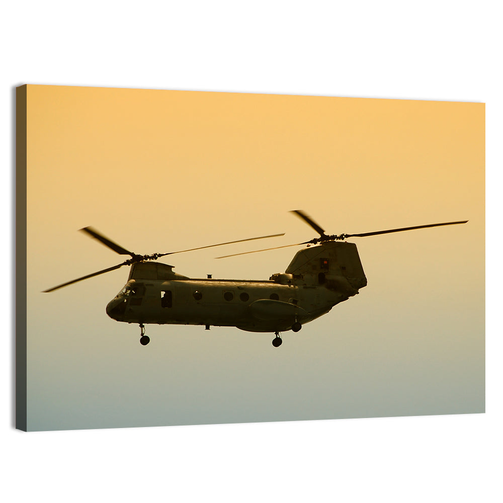US Apache Helicopter Dawn Profile Wall Art