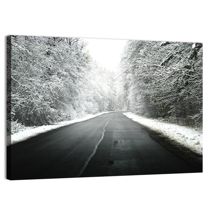 Glowing Winter Road Wall Art as a canvas print