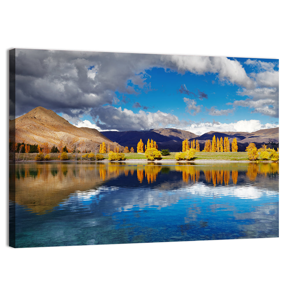Lake Tekapo Autumn Reflection Wall Art, canvas print, landscape