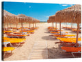 Beach Boardwalk with Orange Loungers Wall Art