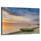 Green Rowboat at Sunrise Wall Art
