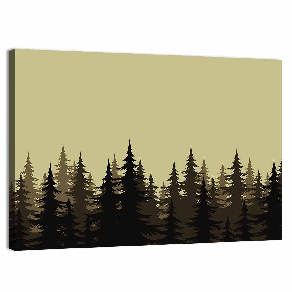 Fir Tree Silhouettes Wall Art, canvas print, landscape