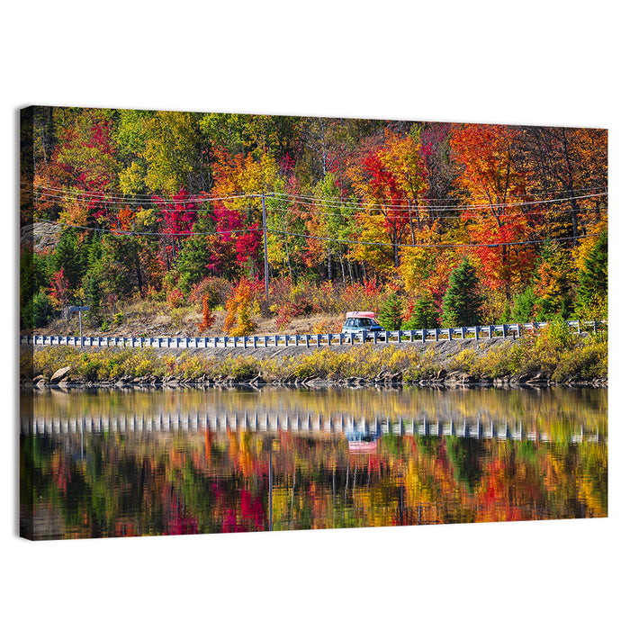 Algonquin Highway 60 Autumn Reflection Wall Art as a canvas print