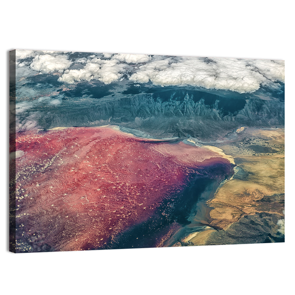 Lake Natron Aerial View Wall Art, canvas print, landscape