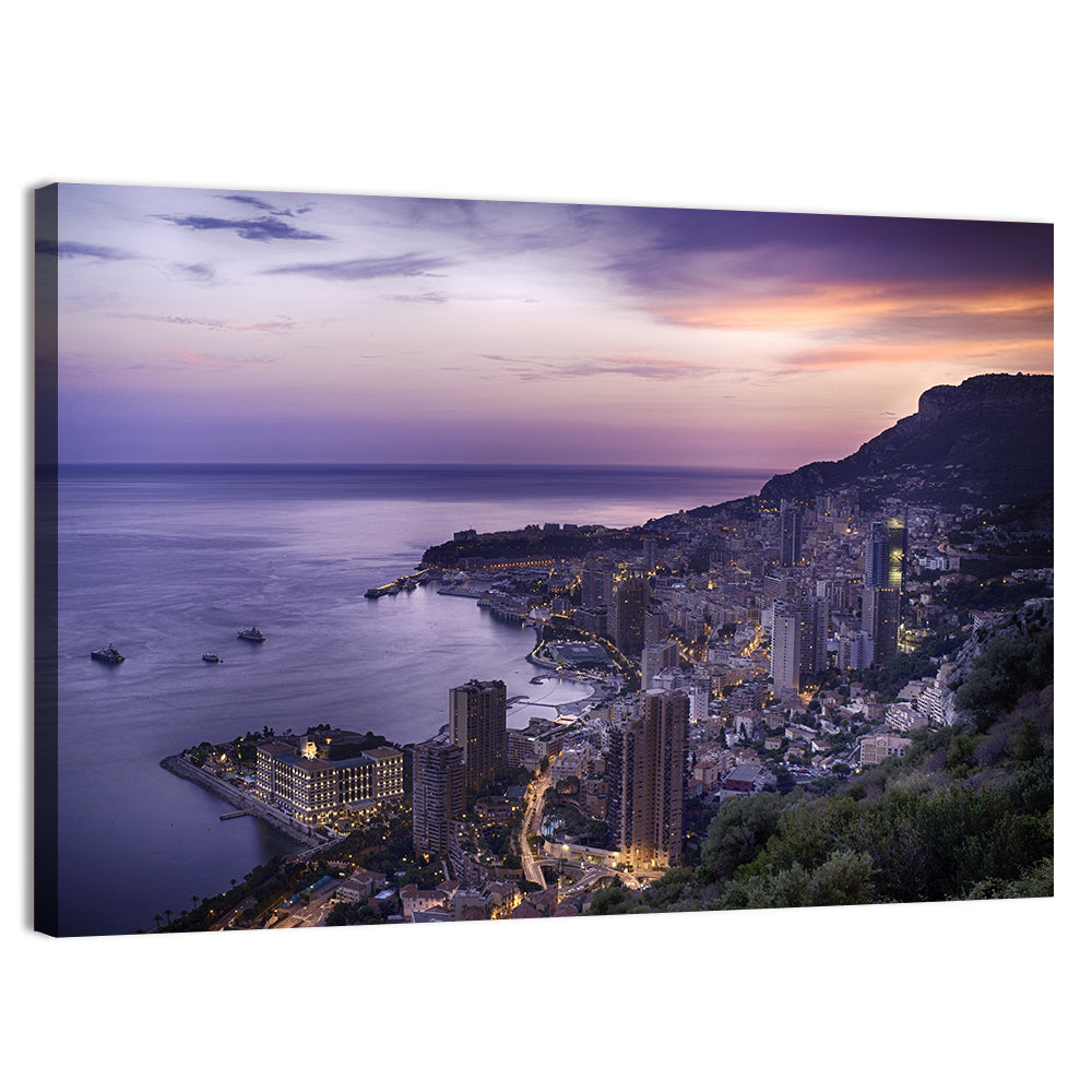Monte Carlo at Dusk Wall Art, canvas print, landscape