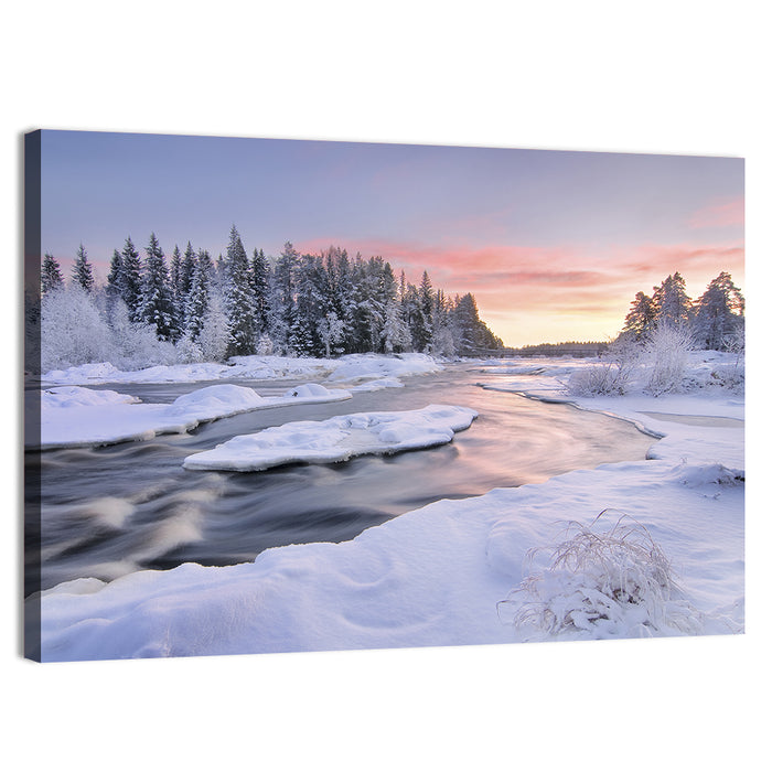 Kiiminkijoki Winter Sunrise Wall Art as a canvas print