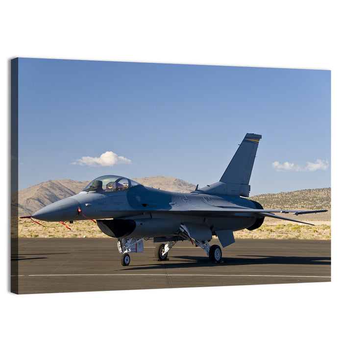 Fighter Jet Side Profile on Runway Wall Art as a canvas print