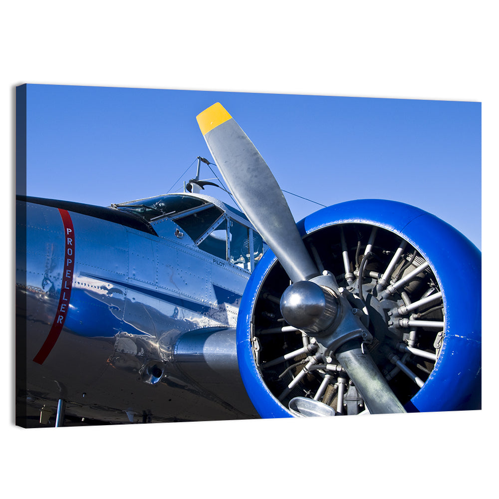 Vintage Radial Engine Close-up Wall Art, canvas print, landscape