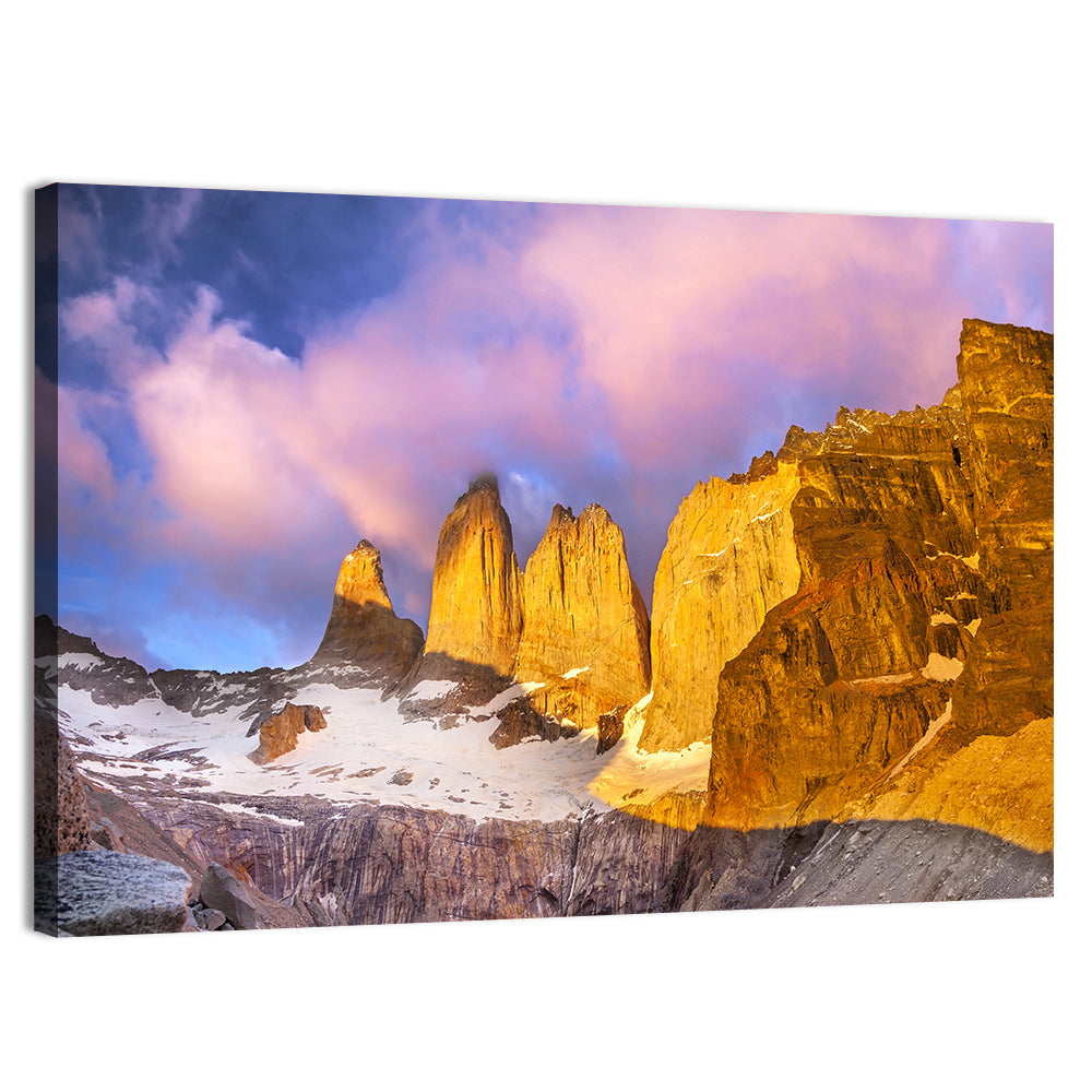 Torres Del Paine Alpenglow Wall Art, canvas print, landscape