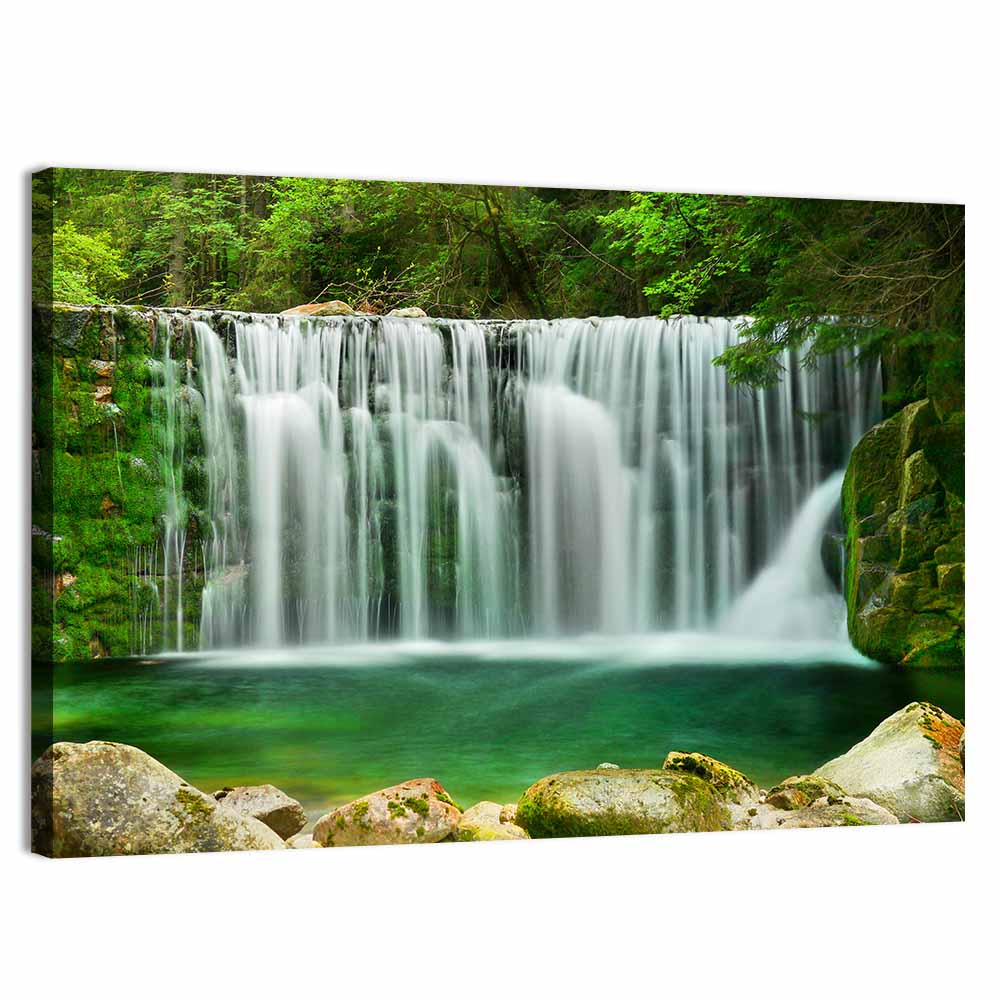 Emerald Lake Waterfall Wall Art, canvas print, landscape