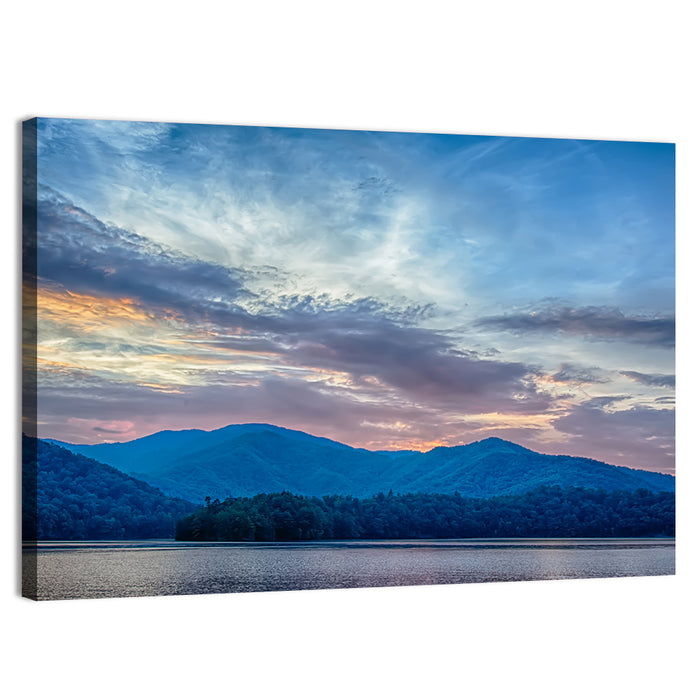 Lake Santeetlah Sunset Glow Wall Art as a canvas print