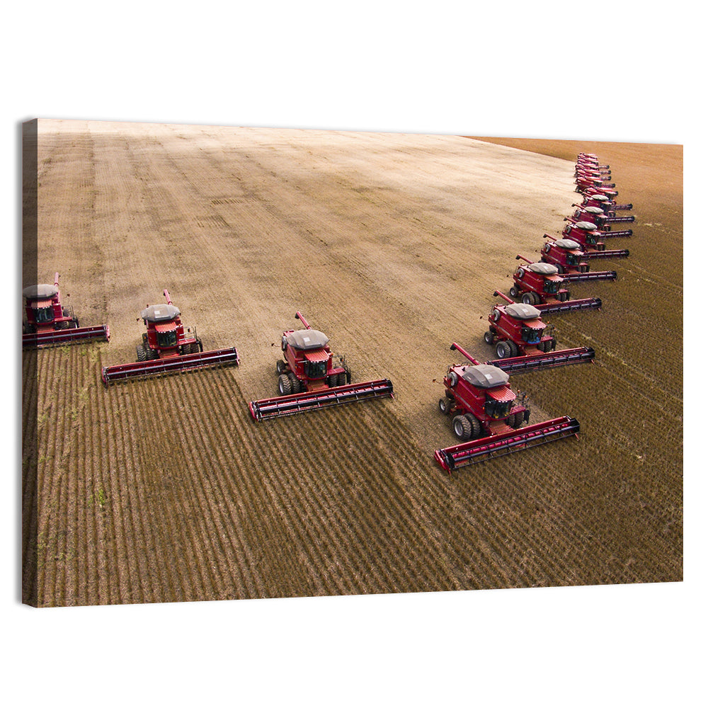 Aerial Soybean Harvest Wall Art, canvas print, landscape